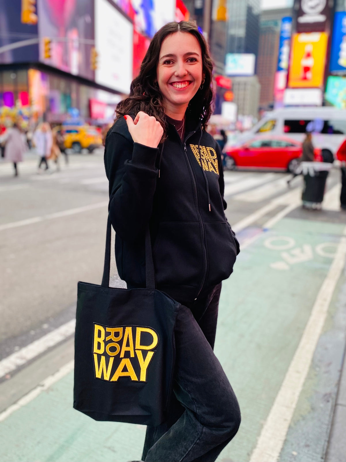Golden Broadway Embroidered Tote Bag